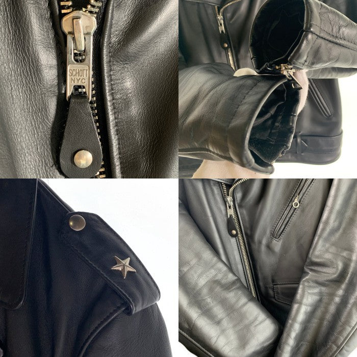 Schott ショット 牛革 レザー 星型スタッズ ダブルライダース ジャケット ブラック 7171 USA製 Size 40 福生店