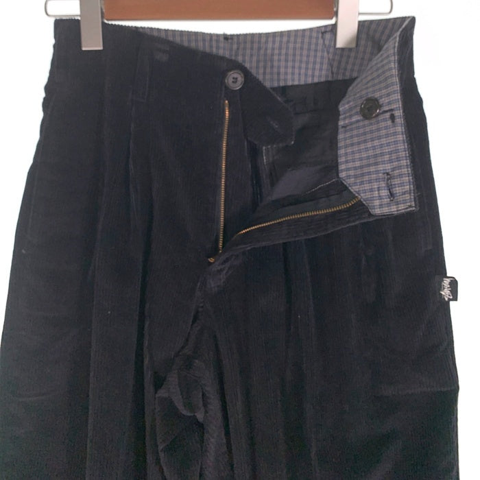 80's STUSSY ステューシー 2タック 太畝コーデュロイ テーパードスラックス パンツ ブラック USA製 黒タグ Size 29 福生店