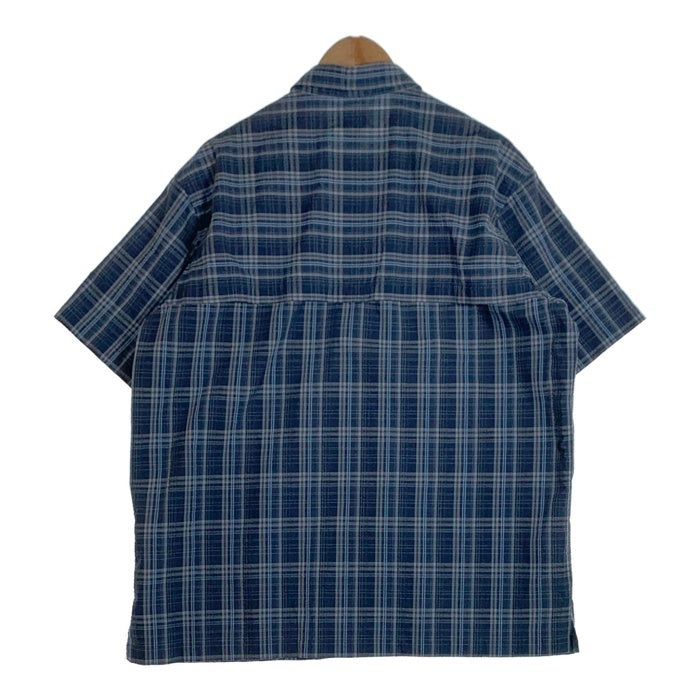 L.L.Bean エルエルビーン シアサッカーチェックシャツ 半袖 ポリエステル フィッシング ネイビー Size L 福生店