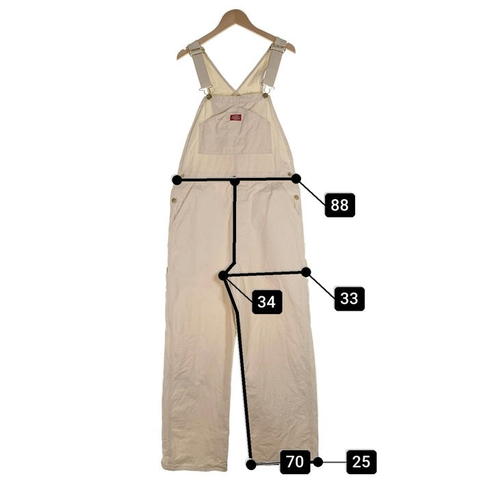 90's Dickies ディッキーズ オーバーオール 生成 アイボリー USA製 Size 34×34 福生店