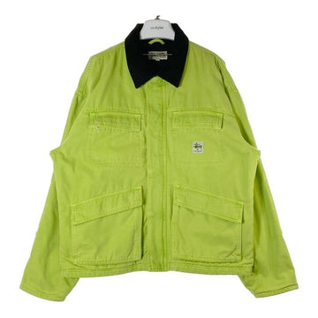 STUSSY ステューシー WASHED CANVAS SHOP JACKET ネオンイエロー sizeXL 瑞穂店