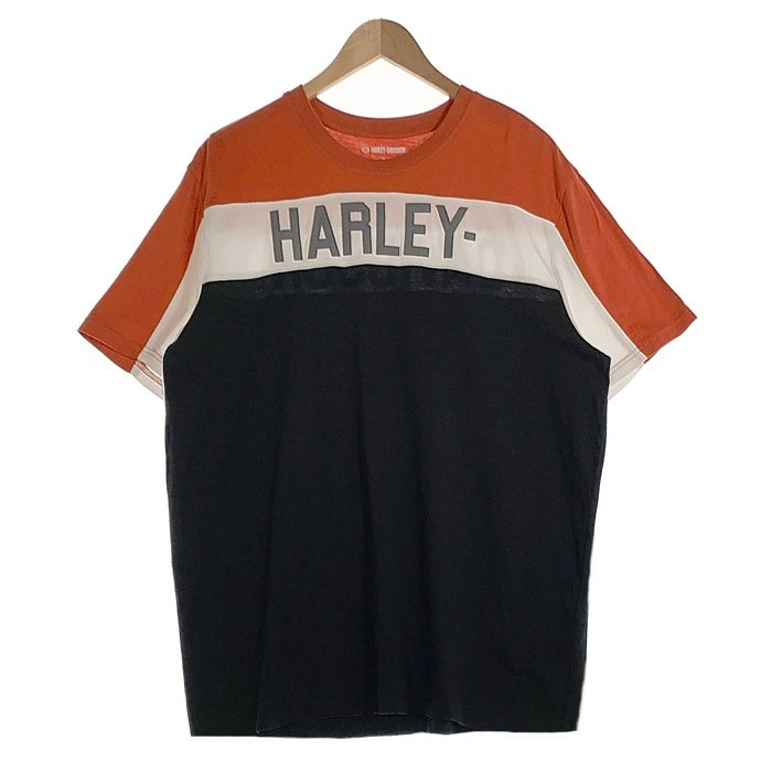 Harley-Davidson ハーレーダビッドソン ロゴワッペン Tシャツ オレンジ ホワイト ブラック Size XL 福生店