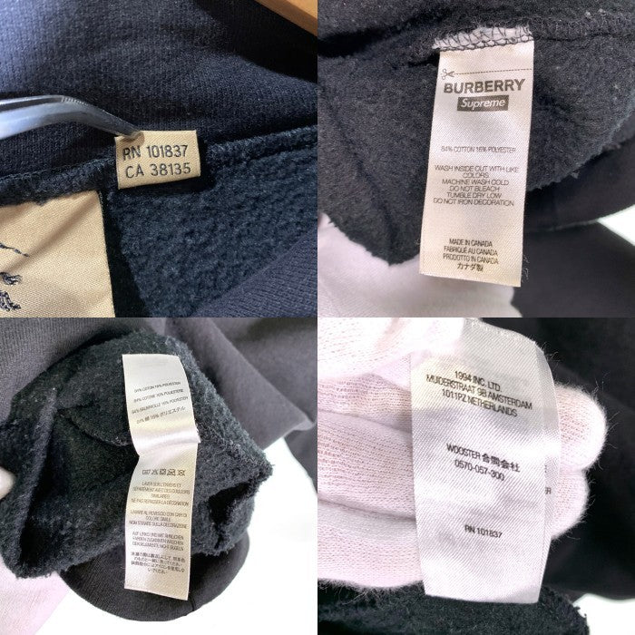 SUPREME シュプリーム BURBERRY バーバリー 22SS Box Logo Hooded Sweatshirt ボックスロゴ プルオーバー フーディー パーカー ブラック カナダ製 Size S 福生店