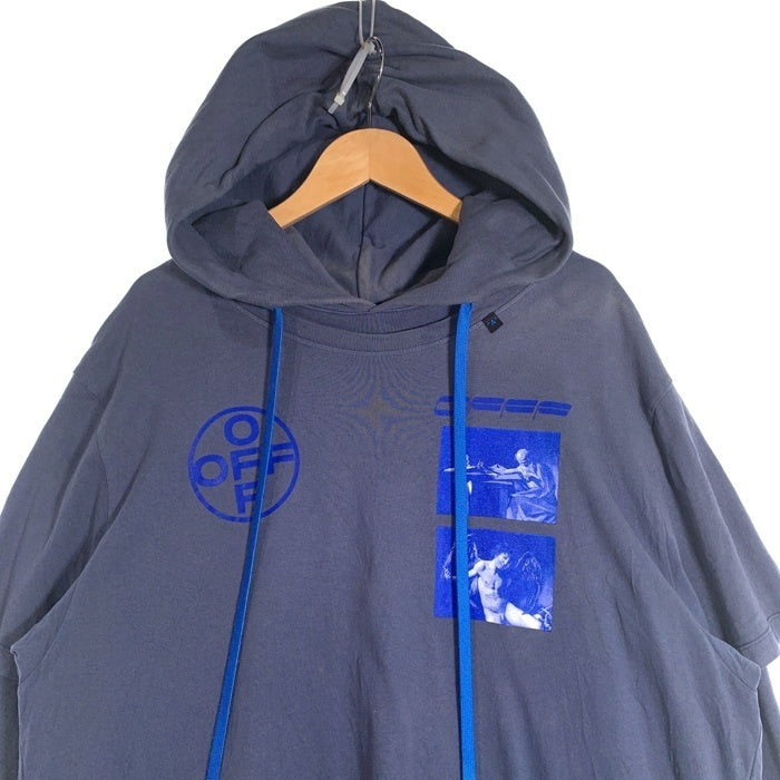 OFF-WHITE オフホワイト 19AW Hardcore Caravaggio Double Tee Hood ハードコア カラヴァッジョ レイヤードパーカー ダークグレー OMAB033F19185009 Size L 福生店