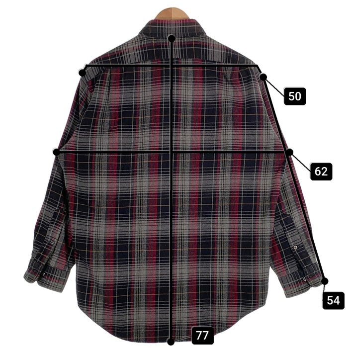 90's Polo by Ralph Lauren ポロ バイ ラルフローレン MARLOWE 長袖 フランネルシャツ シャドーチェック チャコール バーガンディー Size L 福生店
