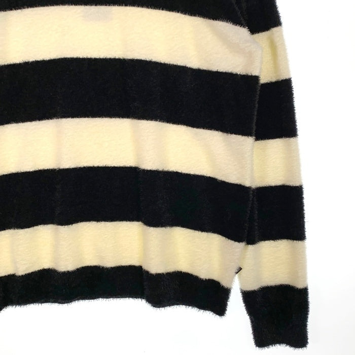 glamb グラム ナイロン ボーダーニット クルーネックセーター ホワイト ブラック GB16AT/KNT12 Size 4 福生店