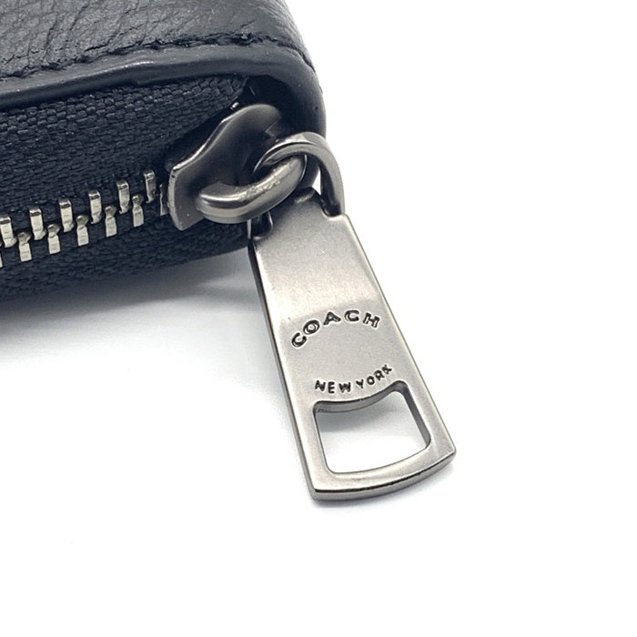 COACH コーチ ラウンドファスナーレザーウォレット ベースボールステッチ ブラック ブラウン 長財布 F21369 福生店