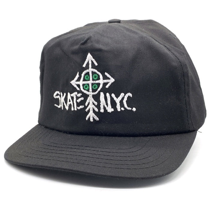 80-90's SKATE N.Y.C. スケートニューヨークシティ 刺繡 5パネルキャップ ブラック 福生店