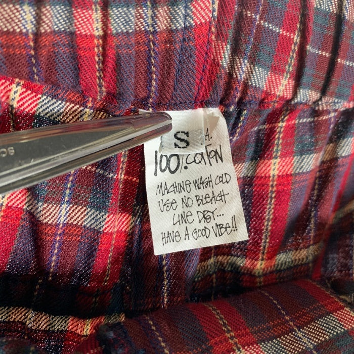80-90's STUSSY ステューシー チェック柄 コットン イージーパンツ テーパード レッド ベルト ビーチ USA製 Size S 福生店