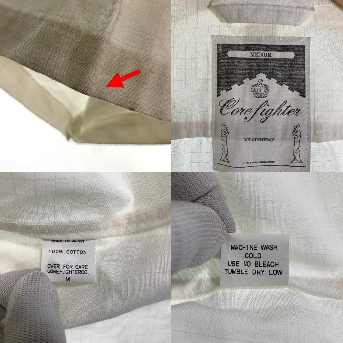 CORE FIGHTER コアファイター リップストップ コットン 半袖ミリタリーシャツ ホワイト Size M 福生店