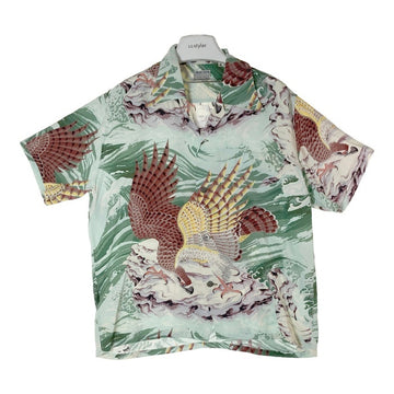 SUN SURF サンサーフ SS38415 MUSA-SHIYA アロハシャツ SPECIAL EDITION THE EAGLE HAS LANDED  和柄 鷹 海 波 グリーン sizeM 瑞穂店