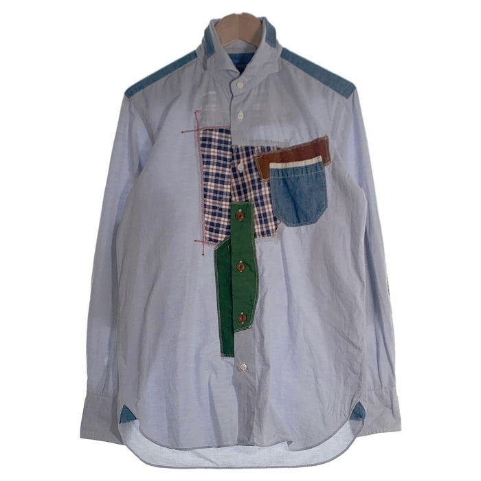 JUNYA WATANABE ジュンヤワタナベ COMME des GARCONS MAN コムデギャルソン マン パッチワーク 長袖 シャツ ライトブルー Size S 福生店