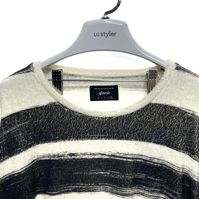 glamb グラム Simons border CS シモンズボーダーカットソー パイル地 ホワイト ブラック GB17SM/CS20 Size 4 瑞穂店