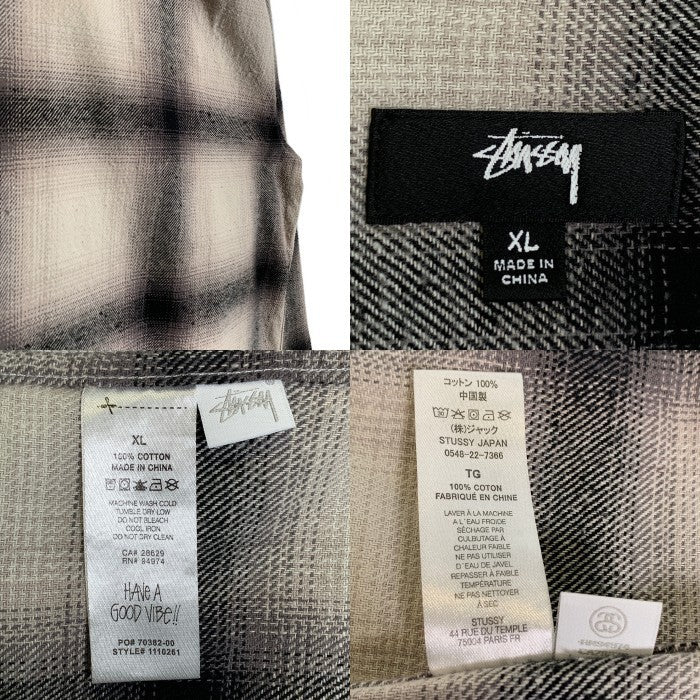 STUSSY ステューシー 22AW Hellshire Plaid Shirt オンブレチェック フランネルシャツ グレー コットン 1110261 Size XL 福生店