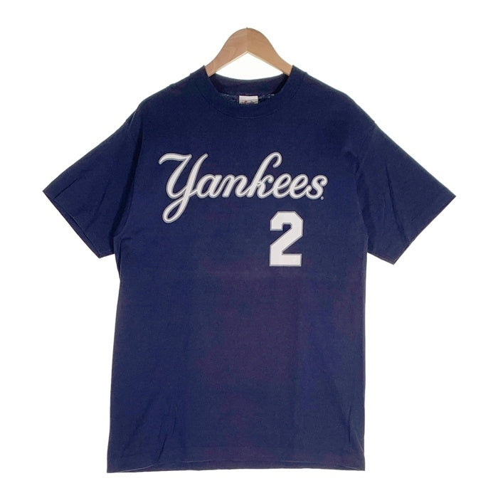 90's majestic マジェスティック Newyork Yankees ニューヨーク ヤンキース JETTER 2 半袖 Tシャツ ネイビー USA製 Size L 福生店