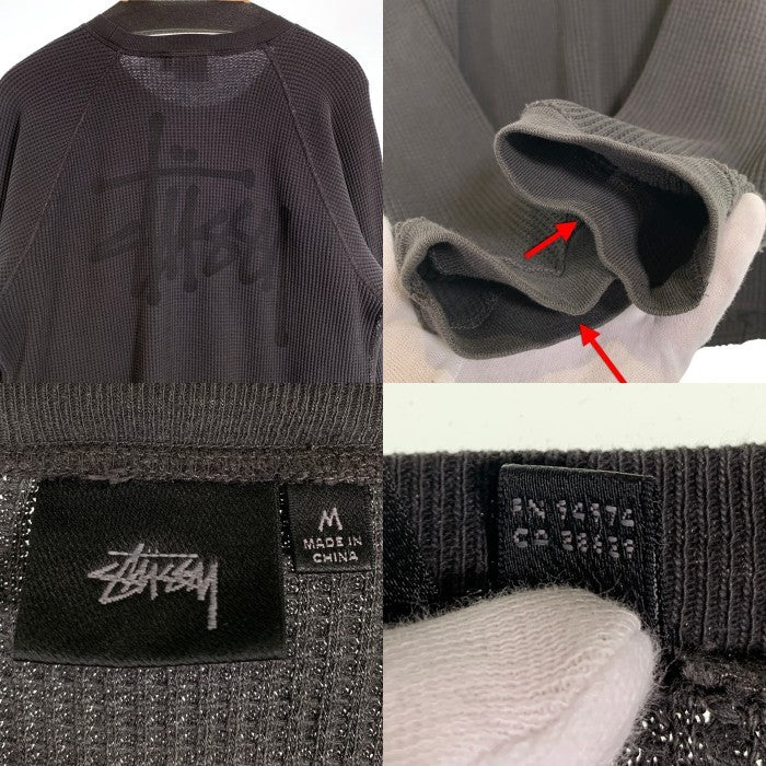 STUSSY ステューシー 24AW Raglan Thermal Basic Stock サーマル ロンT ロングスリーブ 長袖 Tシャツ チャコール Size M 福生店