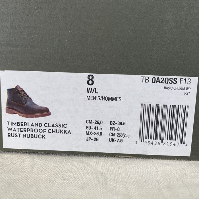 Timberland ティンバーランド CLASSIC WATERPROOF CHUKKA クラシックウォータープルーフ チャッカブーツ ヌバックレザー ブラウン A2QSS Size 26cm 福生店