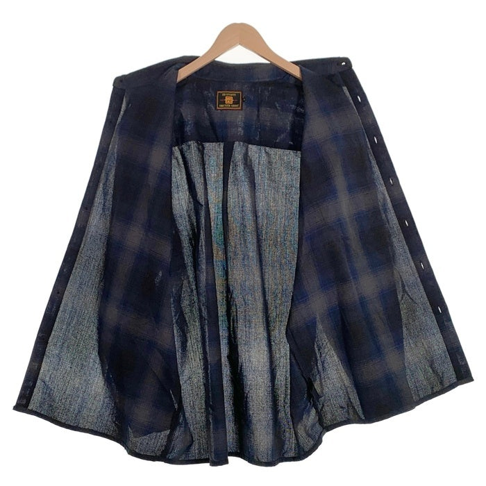 FB County エフビーカウンティー CHECKER SHIRTS オンブレチェックシャツ ネイビー ブラック Size L 福生店