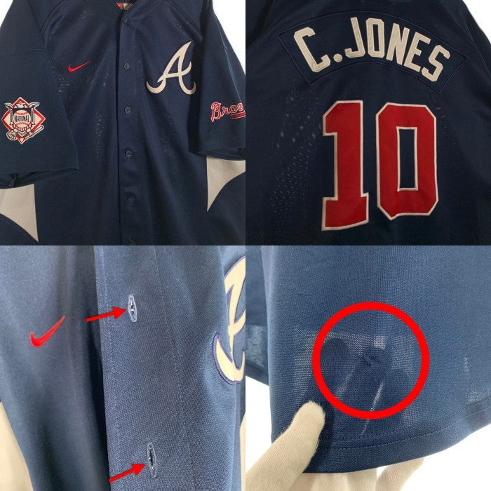 00's NIKE TEAM ナイキ Atlanta Braves アトランタ・ブレーブス C.JONES ベースボールシャツ ジャージー ネイビー Size L 福生店