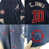 00's NIKE TEAM ナイキ Atlanta Braves アトランタ・ブレーブス C.JONES ベースボールシャツ ジャージー ネイビー Size L 福生店