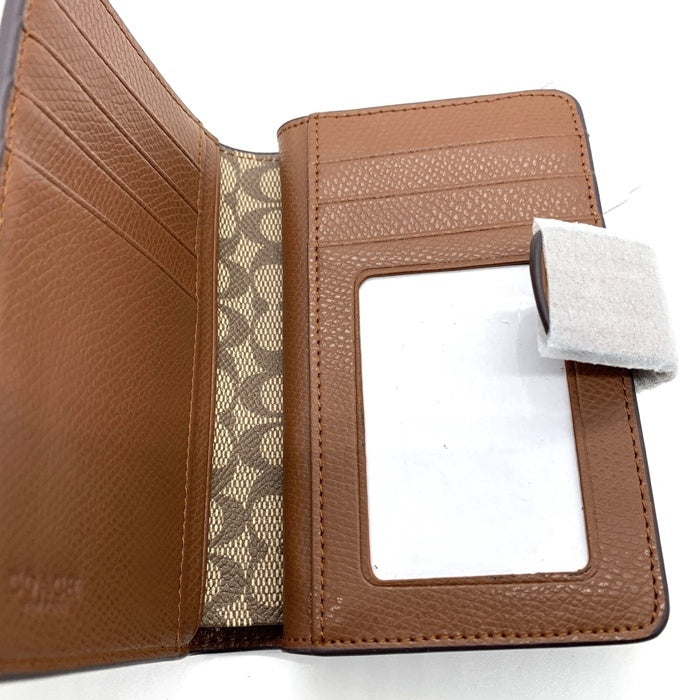 COACH コーチ 53436 ミディアム コーナー ジップ ウォレット 二つ折り財布 ブラウン 福生店