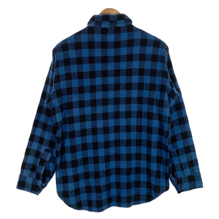 80's Woolrich CLASSIC ウールリッチ ブロックチェック ウールシャツ ブルー ブラック Size M-L 相当 福生店