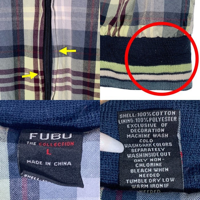 FUBU フブ チェック柄 ジップアップリブブルゾン ジャケット マルチ Size L 福生店