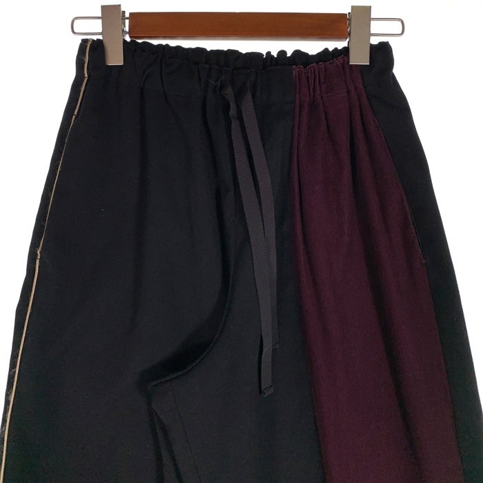 Nenuphar ネニュファール 20-21 A/W PANTS  コットン ウール ポリエステル -妄想- イージー スラックス パンツ ブラック HFPA02 Size 00 (68〜102cm )（ゴム、紐調節可能） 福生店