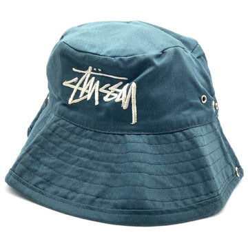 80-90's STUSSY ステューシー ロールアップハット スナップボタン グリーン USA製 帽子 黒タグ Size L 福生店