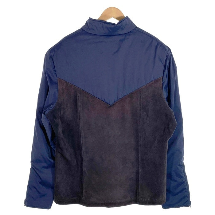 NIKE ナイキ スウェード切替 ポリエステル 中綿 ジップアップジャケット ブルゾン ネイビー ブラック カナダ製 Size XL 福生店