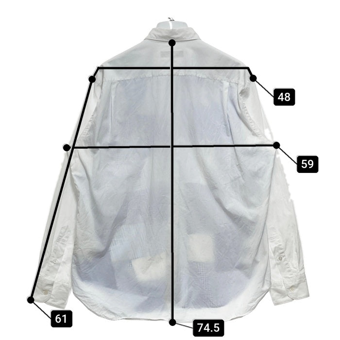 COMME des GARCONS HOMME コムデギャルソンオム コットン 切替パッチワークシャツ 長袖 ホワイト ブルー HB-B007 AD2016 Size M 瑞穂店