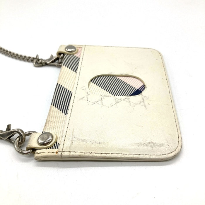 BURBERRY BLUE LABEL バーバリーブルーレーベル コイン パスケース チャーム ホワイト マルチ 瑞穂店