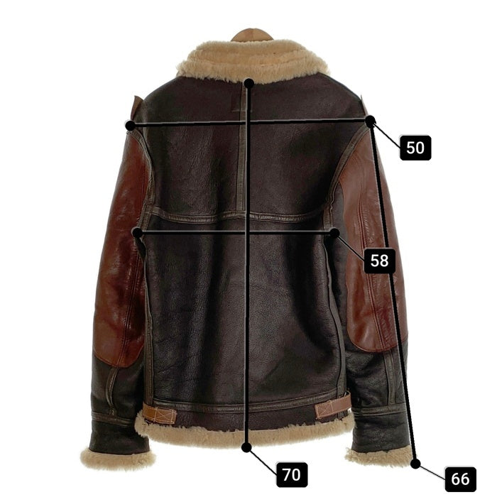 BRANDED BY Orchard Motorcycle オーチャードモーターサイクル B-3 RAGLAN SHEEPSKIN JACKET ムートンジャケット レザー 大戦 ダークブラウン Size 36 福生店