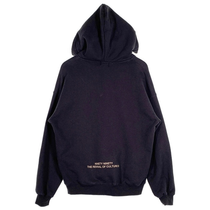 9090 ナインティナインティ 90 Logo Original Hoodie プルオーバーフーディー パーカー ロゴ刺繡 ネイビー NN1831 Size L 福生店