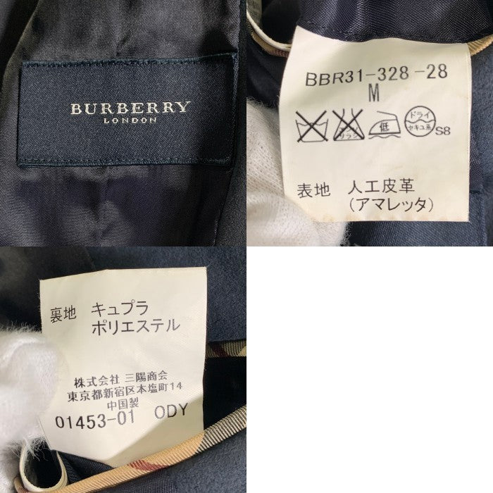 BURBERRY LONDON バーバリー フェイクレザー 千鳥格子 3B テーラードジャケット ネイビー BBR31-328-28 Size M 福生店