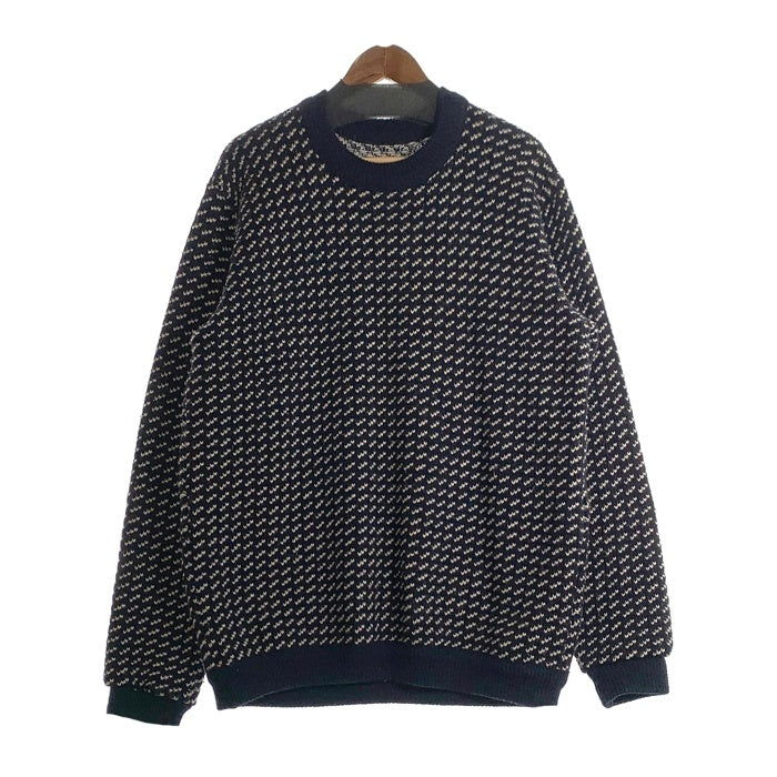 80's L.L.Bean エルエルビーン バーズアイ ウールニットセーター ネイビー ノルウェー製 5086 Size XL 福生店