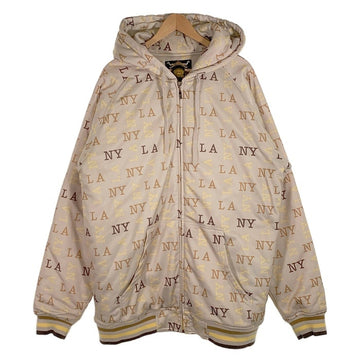 Kno betta ノーベター NY LA プリント ジップアップ 中綿ジャケット ベージュ HIPHOP Size 2XL 福生店