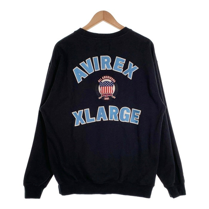 X-LARGE エクストララージ 23AW AVIREX アヴィレックス CREWNECK SWEAT クルーネックスウェットトレーナー ブラック 101234012027 Size L 福生店