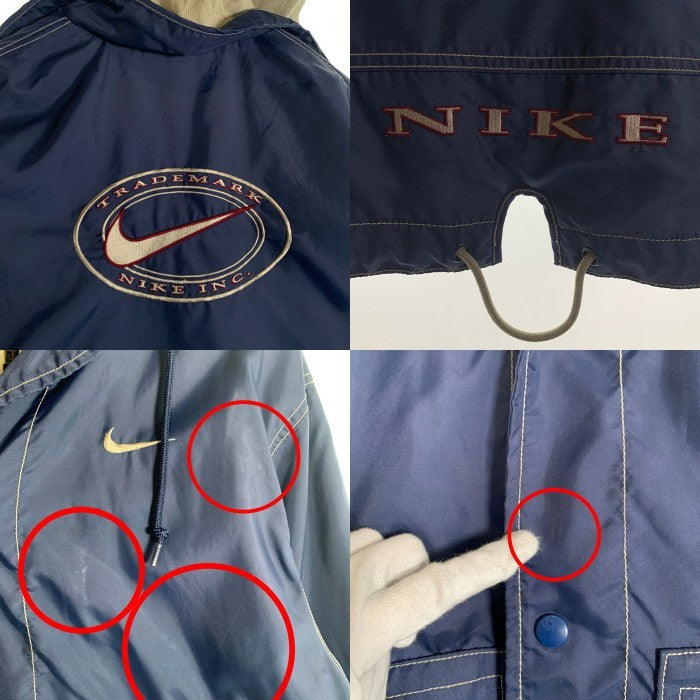 00's NIKE ナイキ ナイロンジャケット スウェットパーカーレイヤード ネイビー ベージュ Size XL 福生店