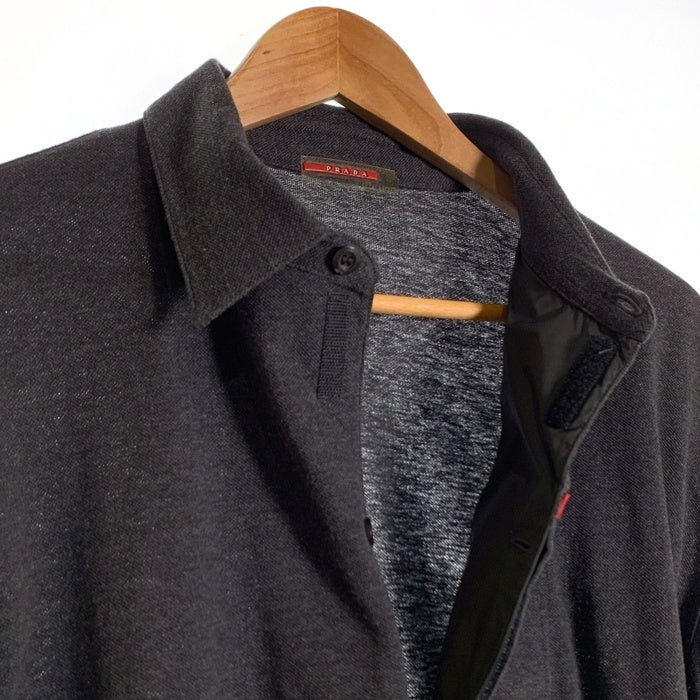 PRADA SPORT プラダスポーツ ラバーパッチ 鹿の子 ボタンシャツ 長袖 チャコールグレー Size L 福生店