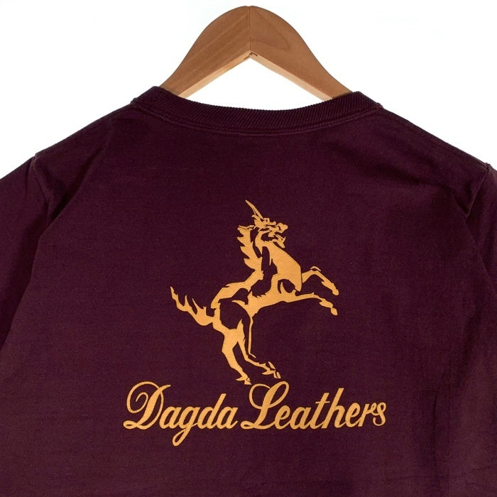 Dagda Leathers ダグダレザーズ プリント ポケットTシャツ 袖刺繡 ダークパープル 旧マッコイ 滝沢氏 Size S 福生店