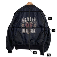 90's Harley-Davidson ハーレーダビッドソン 95周年 プリント ナイロンブルゾン リブ ブラック USA製 Size XXL 福生店