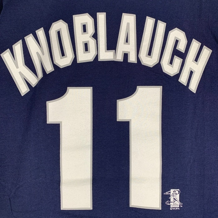 majestic マジェスティック Newyork Yankees ニューヨーク ヤンキース Yankees KNOBLAUCH 11 半袖 Tシャツ ネイビー メキシコ製 Size L 福生店