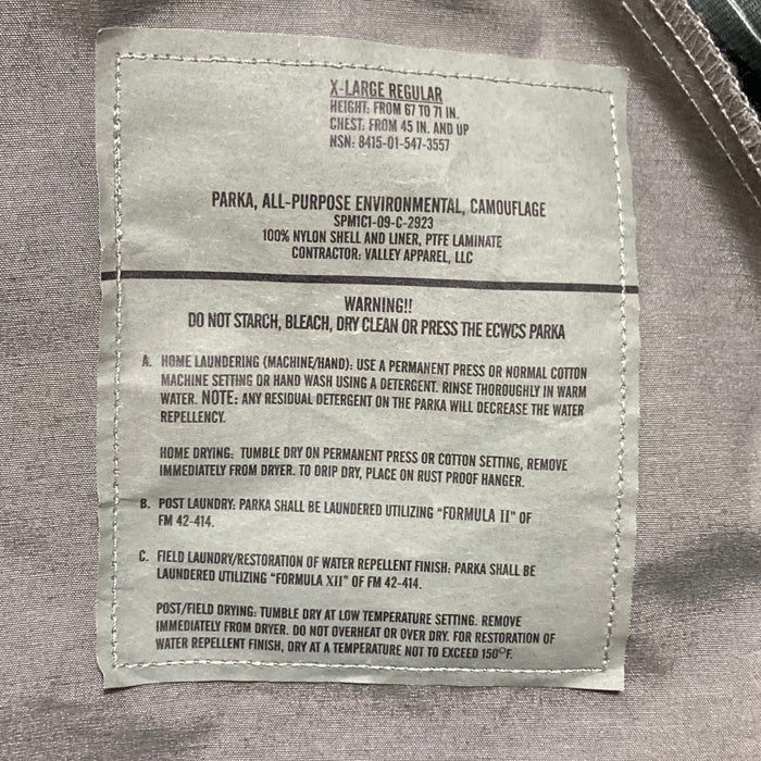 00's U.S.ARMY 米軍 GORE-TEX デジカモ ミリタリージャケット カーキ 1 8415-01-547-3557 Size XL-R 瑞穂店