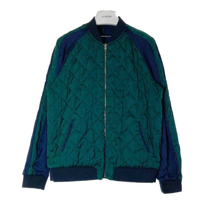 ZARA ザラ サテンスカジャン リバーシブル ネイビーxグリーン