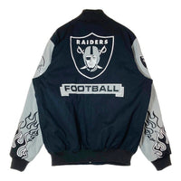 NFL RAIDERS レイダース コットン スタジアムジャケット スナップボタン スタジャン ブラック グレー SizeL 瑞穂店