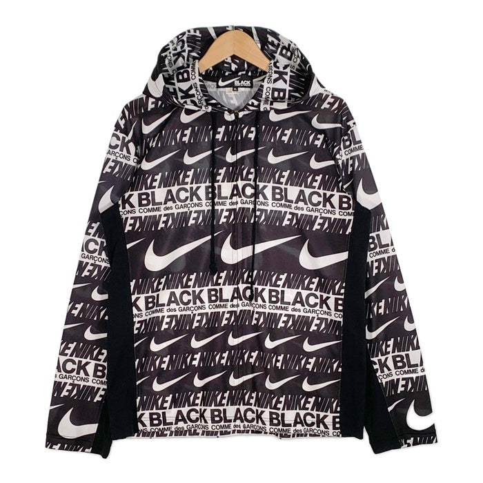 BLACK COMME des GARCONS ブラックコムデギャルソン 19AW NIKE ナイキ LOGO ZIP PARKA ロゴジップパーカー ブラック ホワイト 総柄 1D-T107 AD2019 Size XL 福生店