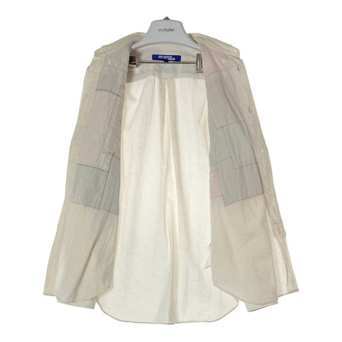 JUNYA WATANABE COMME des GARCONS MAN ジュンヤワタナベ コムデギャルソンマン WQ-B009 AD2015 リネン混 パッチワーク 長袖シャツ アイボリー sizeS 瑞穂店