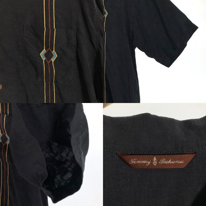 Tommy Bahama トミーバハマ シルク ボーリング刺繡 半袖シャツ 開襟 ブラック Size M 福生店