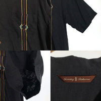 Tommy Bahama トミーバハマ シルク ボーリング刺繡 半袖シャツ 開襟 ブラック Size M 福生店